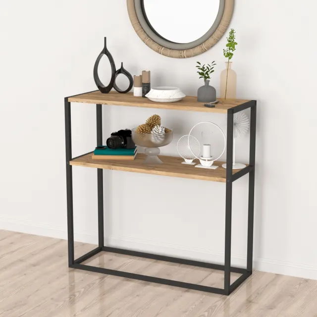 en.casa Console tafel Hemsedal sidetable 90x90x33,5 cm eiken