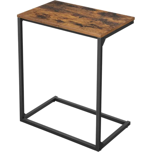 FurnStar Bijzettafel - Laptoptafel voor Bank en Bed -Industrieel Design - Rustiek Bruin en Zwart