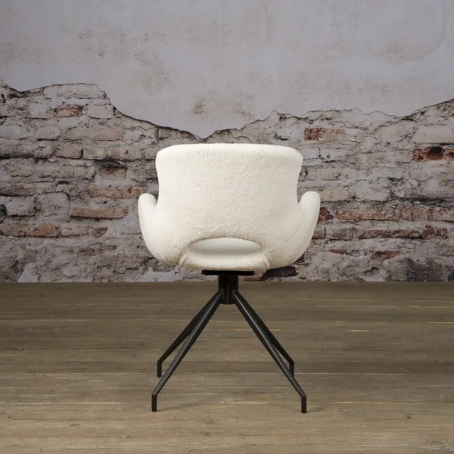 sidd Campo swivel armchair - fabric Teddy MJ8-1 White wit