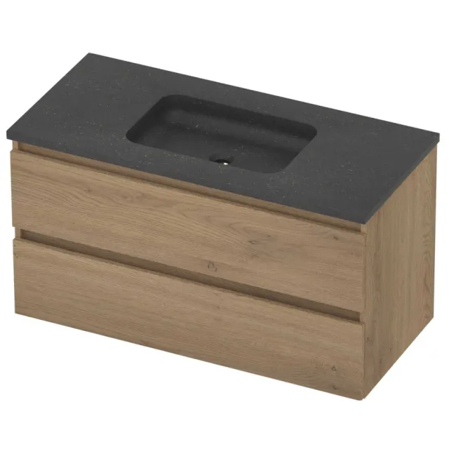 Basic-Line Rocky 46 Badmeubelset Hardsteen Zonder Kraangat 100x46x54 cm Pure Oak Blue Stone Grijs