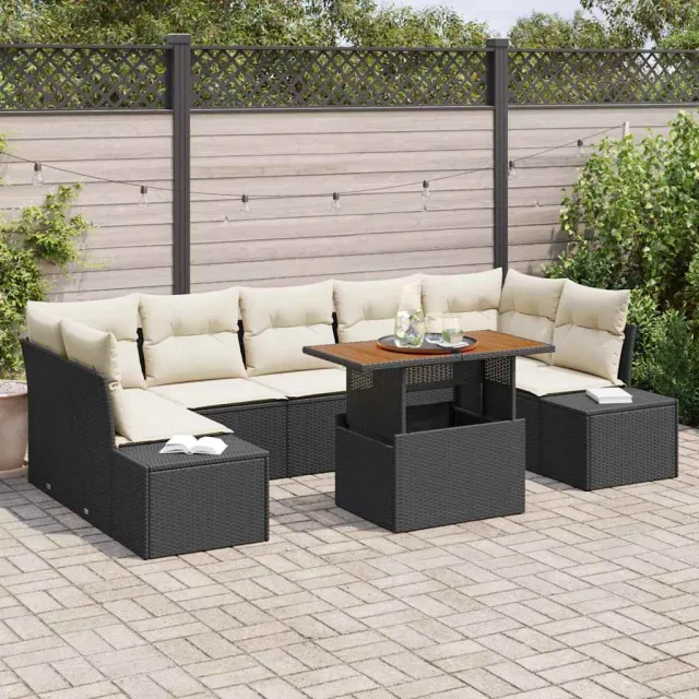 vidaXL Tuin Sofa Set 8 st Zwart Poly riet, foto 2