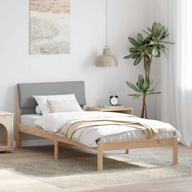 vidaXL Bedframe Bruin en lichtgrijs 90 x 190 cm Massief grenenhout