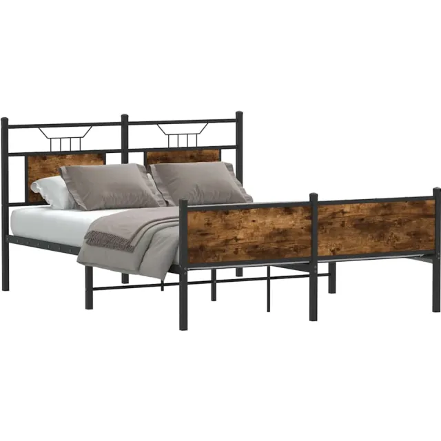 vidaXL Bedframe zonder matras hout gerookt eikenkleurig 137x190 cm Bruin