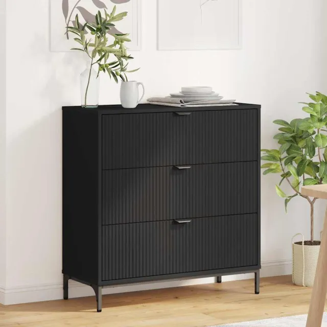 vidaXL Dressoir met lade Zwart 79,5 x 33 x 82 cm Bewerkt hout