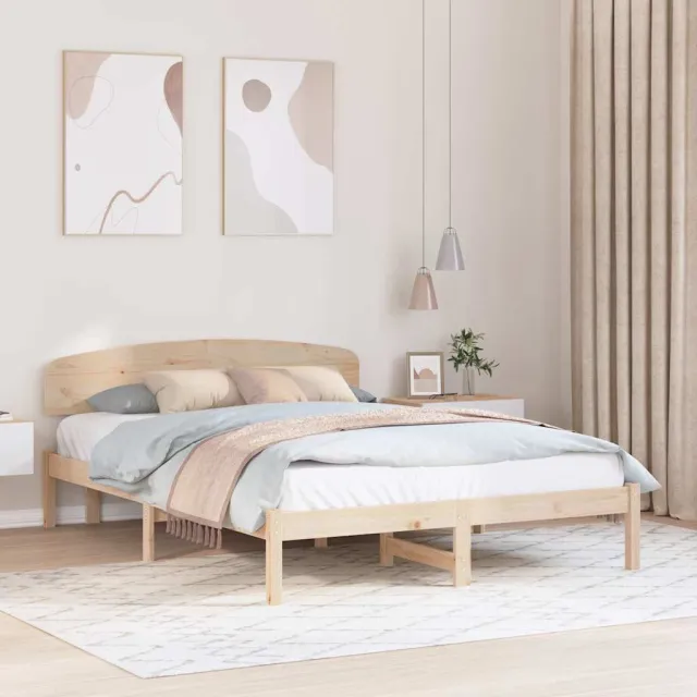 vidaXL Bedframe met hoofdeinde Naturel 140 x 200 cm Massief grenenhout Bruin