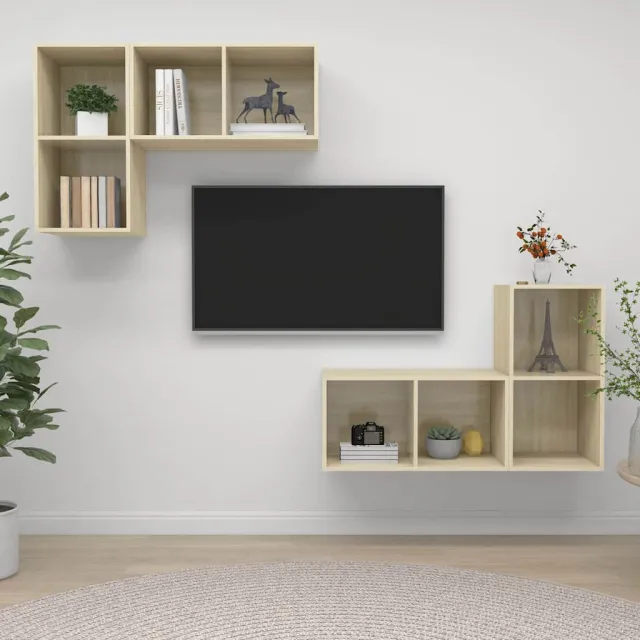 vidaXL Tv-wandmeubelen 4 st bewerkt hout sonoma eikenkleurig, foto 2
