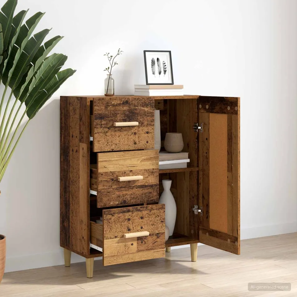 vidaXL Dressoir Oud hout 69,5 x 34 x 90 cm Bewerkt hout bruin, foto 4