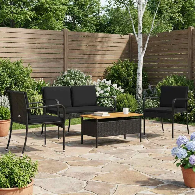 vidaXL Tuinset Zwart poly rattan, foto 2
