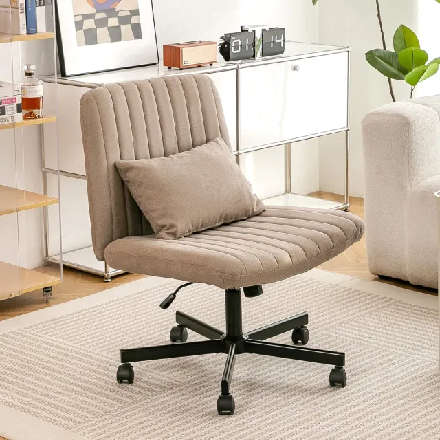 REDOM Bureaustoel - Hoogteverstelbaar en draaibaar - Zonder armleuningen - Neigbare rugleuning - Met stille wielen - Stoffen bekleding - Khaki - 67 x 92,96 cm