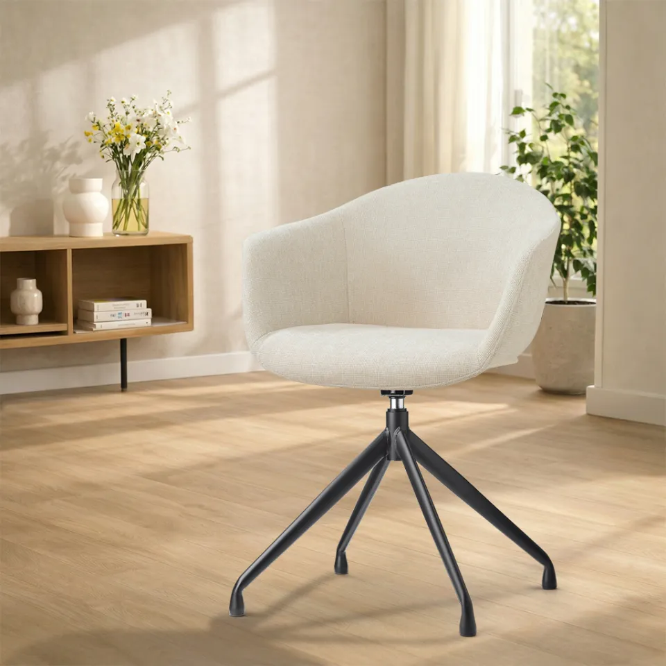 Nolon Nola-Otis draaibare eetkamerstoel cottonbeige - zwart onderstel, foto 2