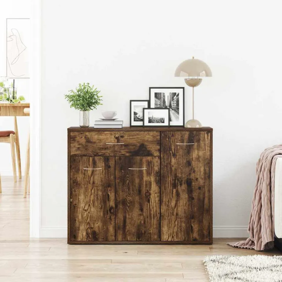 vidaXL Dressoir 88x30x70 cm bewerkt hout gerookt eikenkleurig, foto 3