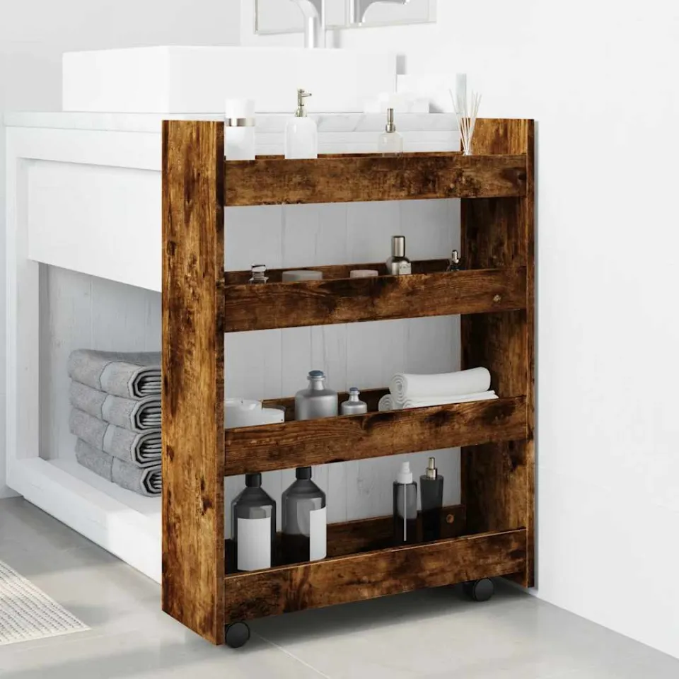 vidaXL Opbergtrolley smal 4-laags bewerkt hout gerookt eikenkleurig, foto 2
