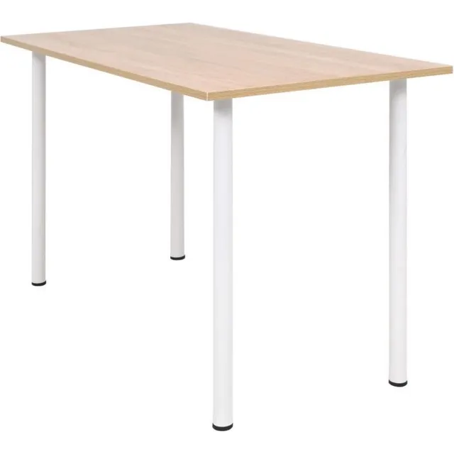 vidaXL Eettafel - 120x60x73 - cm - eikenkleur - en - wit