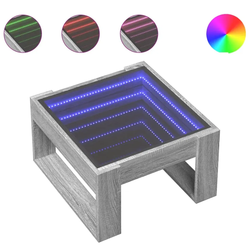 vidaXL Salontafel met Infinity LED 50x53x30 cm grijs sonoma eikenkleur, foto 4