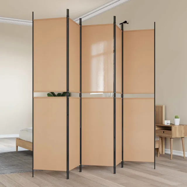vidaXL 5-Panel Room Divider Beige 250 x 220 cm Stof, foto 2