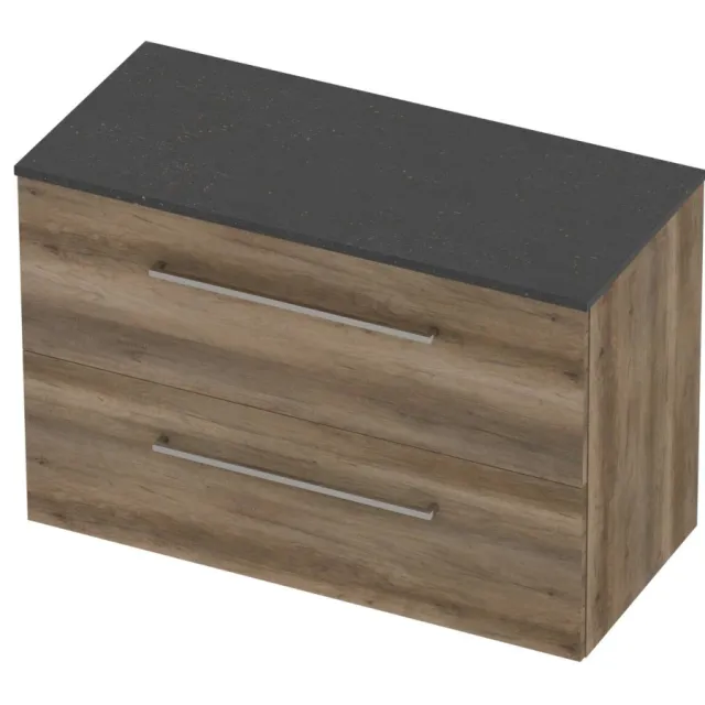 Basic-Line Deck 46 Badmeubelset Voor Grepen 100x46x66 cm Scotch Oak Blue Stone Grijs