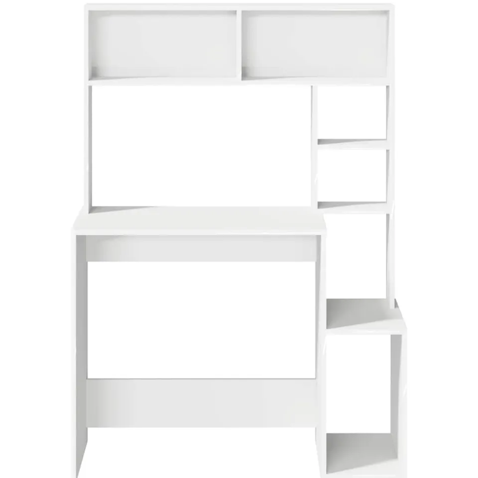vidaXL Bureau met schappen 100x45x140 cm bewerkt hout wit, foto 4