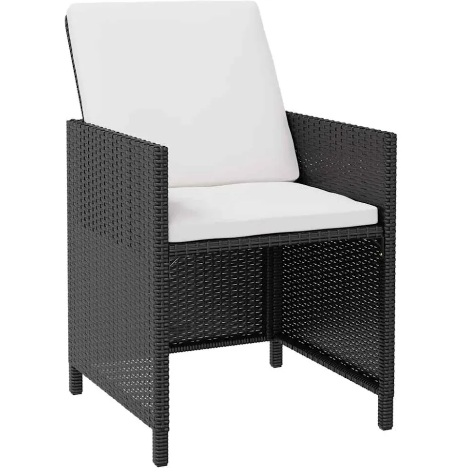 vidaXL 9-delige Tuinset poly rattan en acaciahout zwart