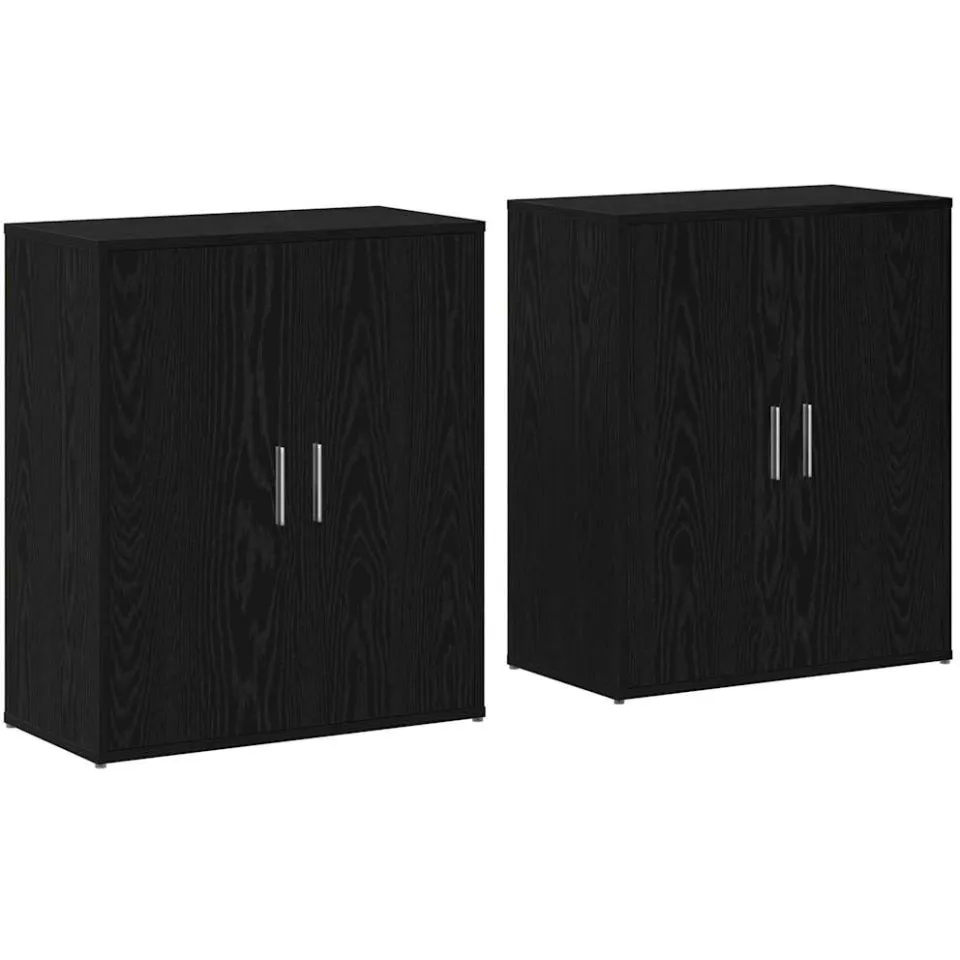 vidaXL Dressoir 2 st Zwart Eiken 60 x 31 x 70 cm Bewerkt hout, foto 3