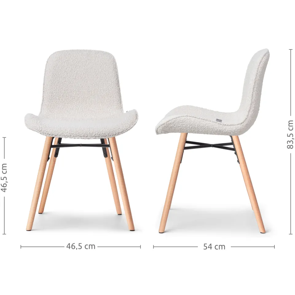 Nolon Nena-Fé eetkamerstoel bouclé beige - houten onderstel, foto 3