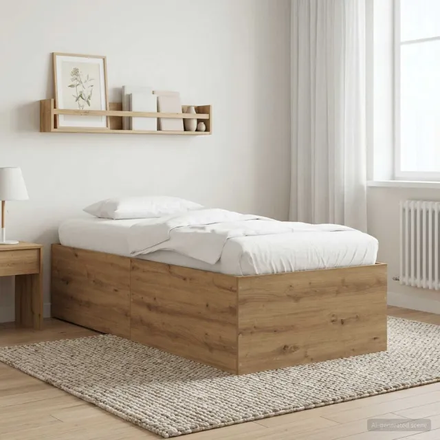 vidaXL Vloerbedframe Artisanaal eiken 80 x 200 cm Bewerkt hout Bruin