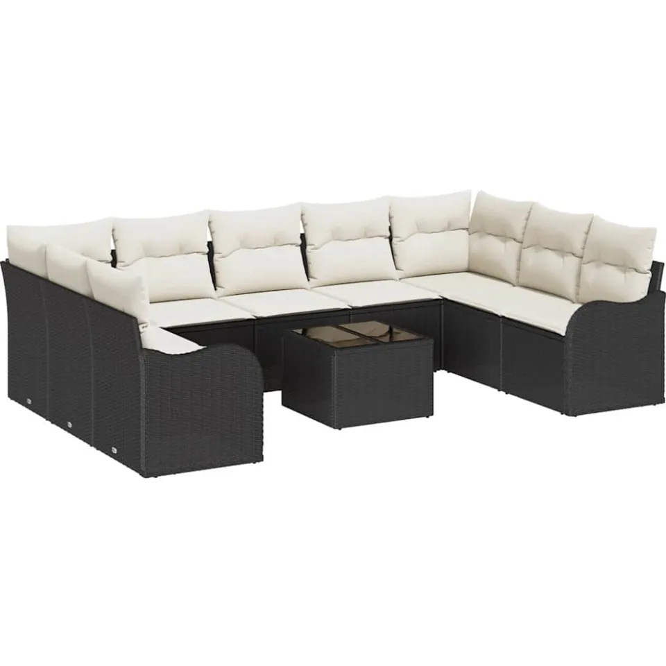 vidaXL Tuin Sofa Set 10 st Zwart en Wit poly rattan
