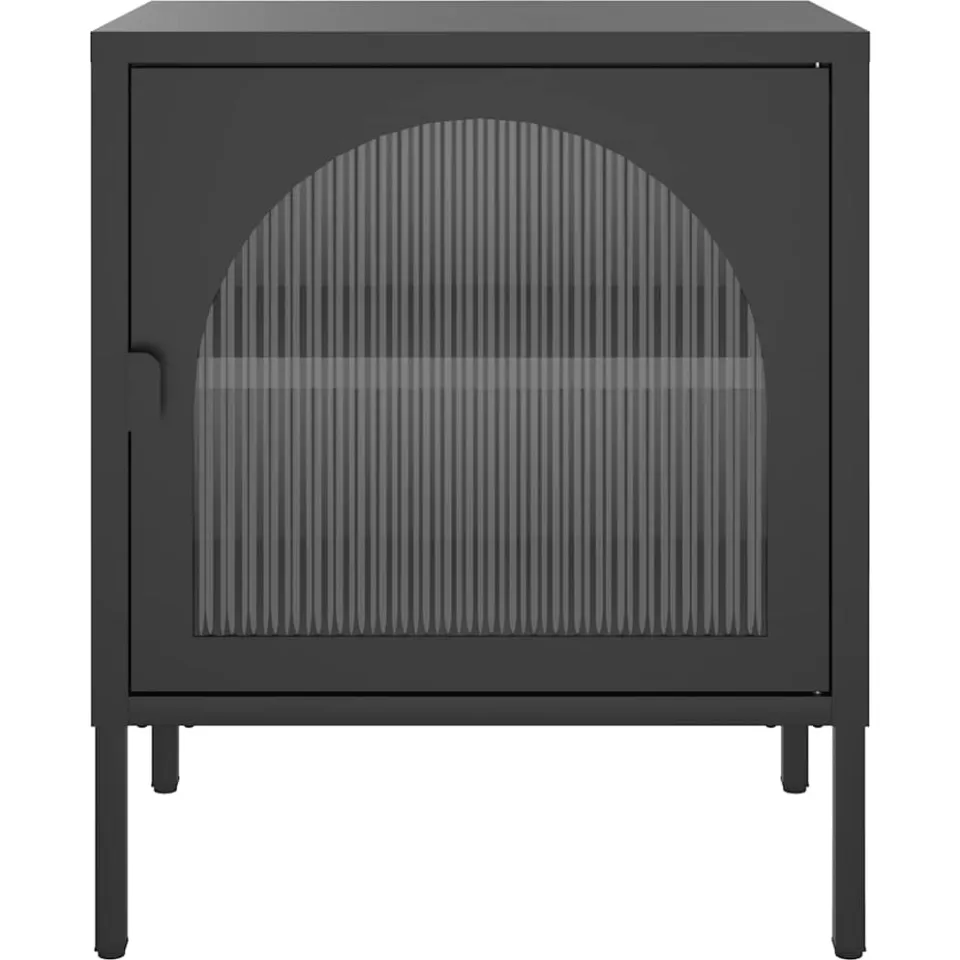 vidaXL Nachtkastjes 2 st 50x35x60 cm glas en staal zwart, foto 4