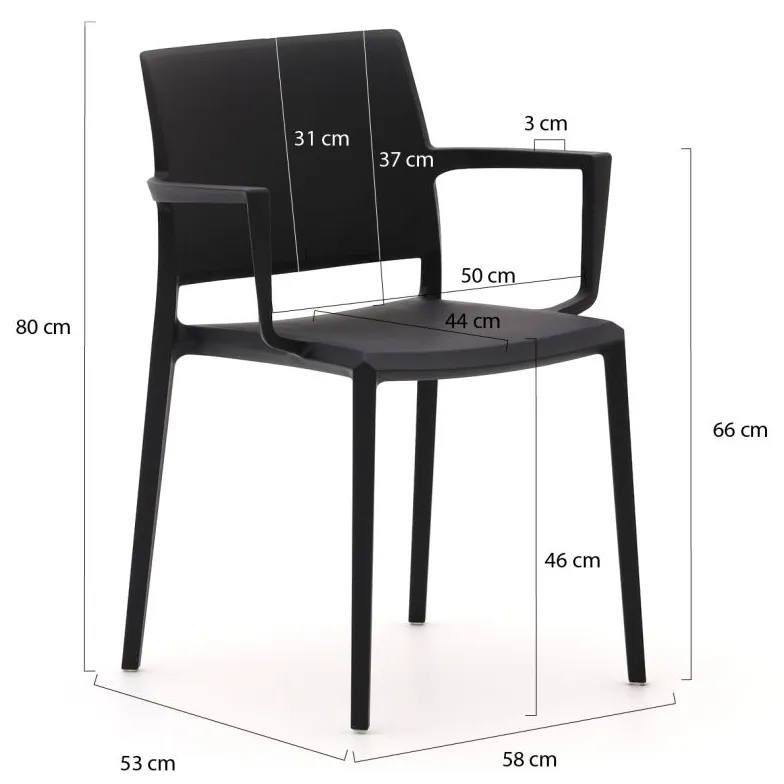 Forza Furniture Forza Sile/Canzo 140cm dining tuinset 5-delig stapelbaar inklapbaar Grijs