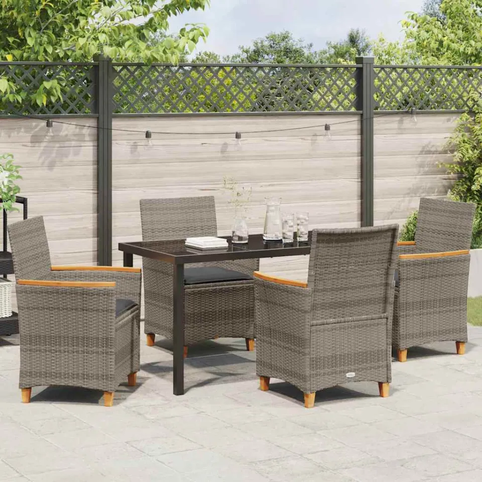 vidaXL Tuin eettafelset 5 st Grijs poly rattan, foto 3