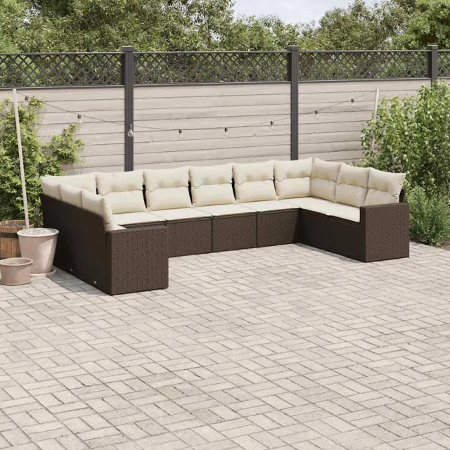 vidaXL 10-delige Loungeset met kussens poly rattan bruin, foto 2