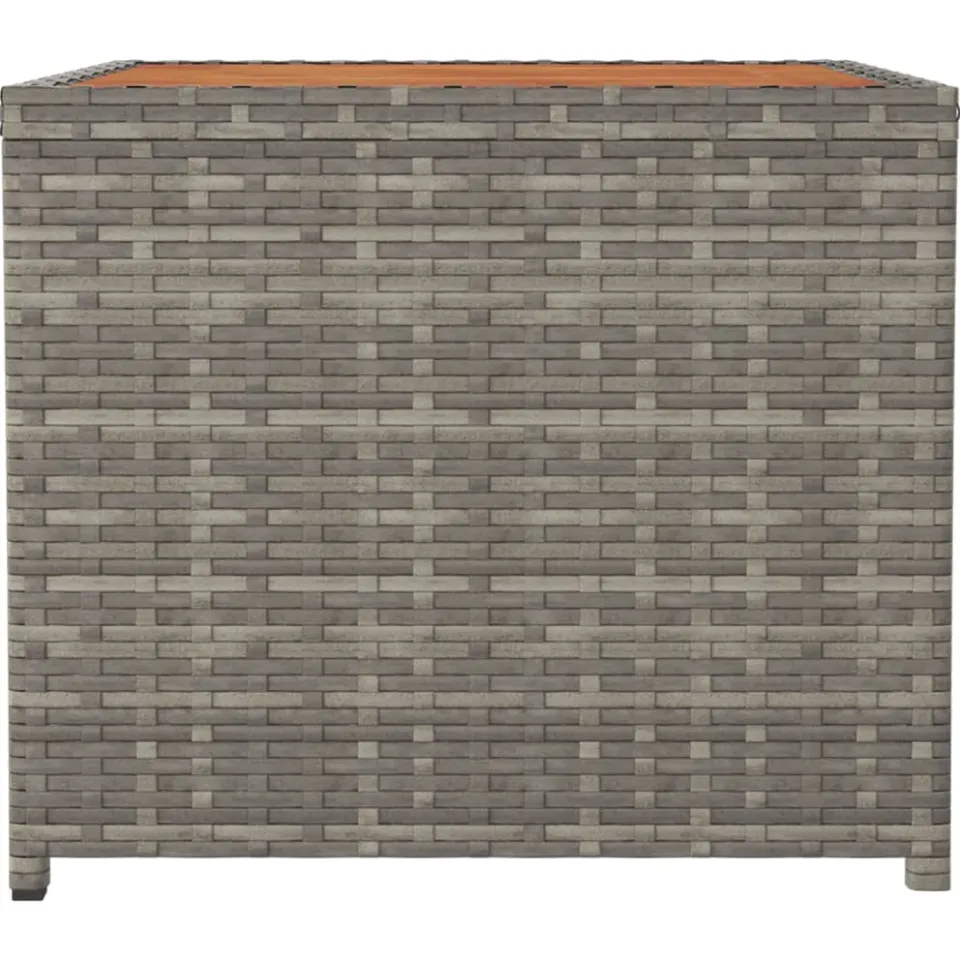 vidaXL Salontafel met houten blad poly ratten massief acaciahout grijs, foto 4