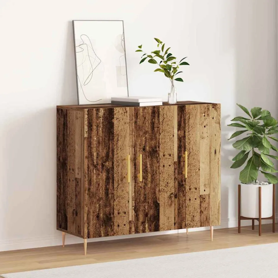 vidaXL Dressoir Oudhout 90 x 34 x 80 cm Bewerkt hout bruin, foto 4