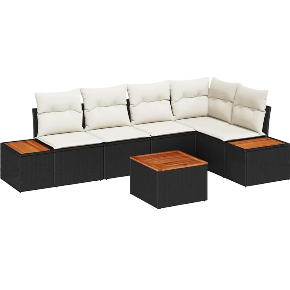 vidaXL Tuinbankenset 6 st Zwart Poly riet, foto 4