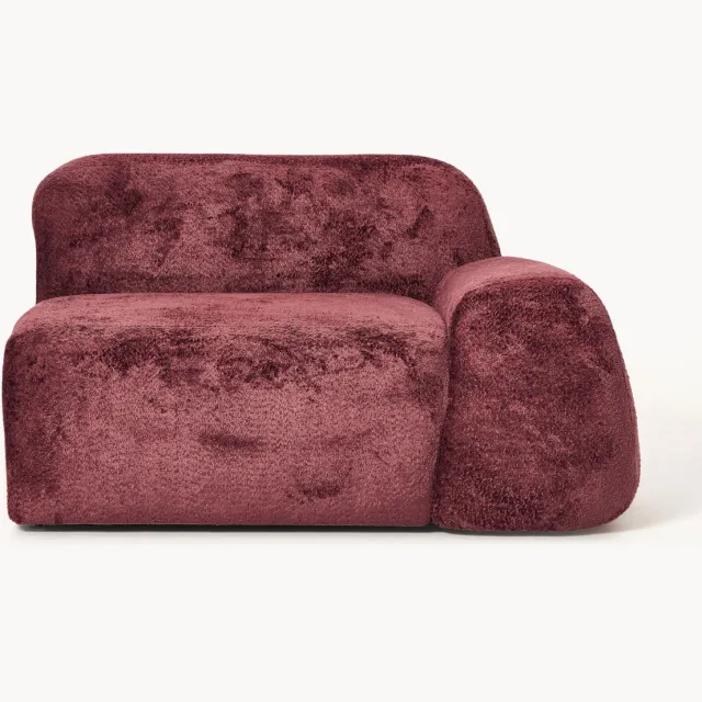 Westwing Collection Hoekmodule Wolke van teddy-bouclé Wijnrood