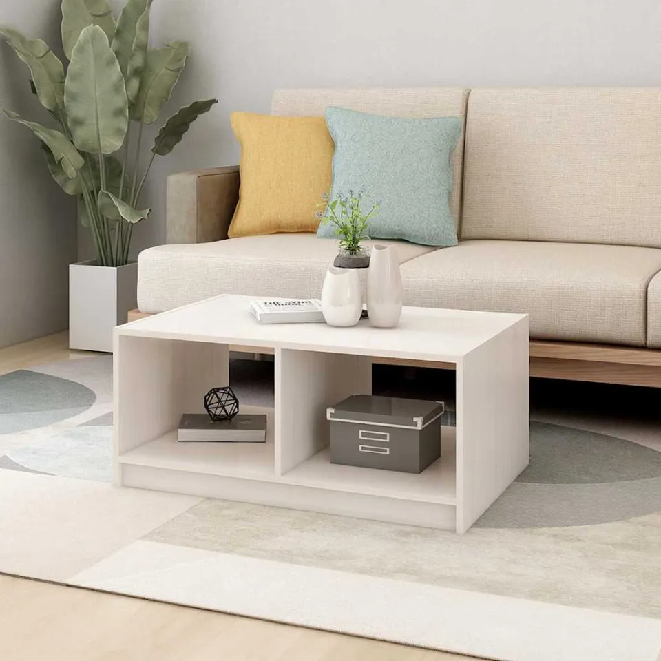 vidaXL Salontafel 75x50x33,5 cm massief grenenhout wit, foto 2