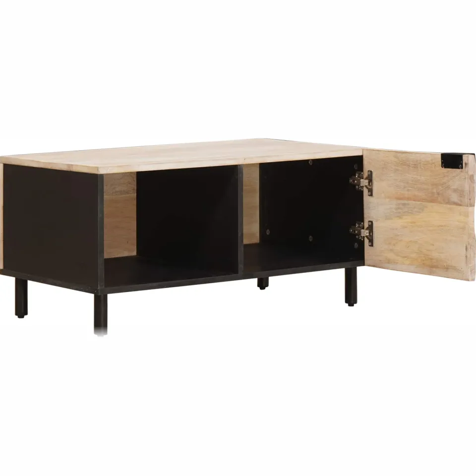 vidaXL Salontafel Wit 80 x 50 x 40 cm Massief Mango Hout, foto 2