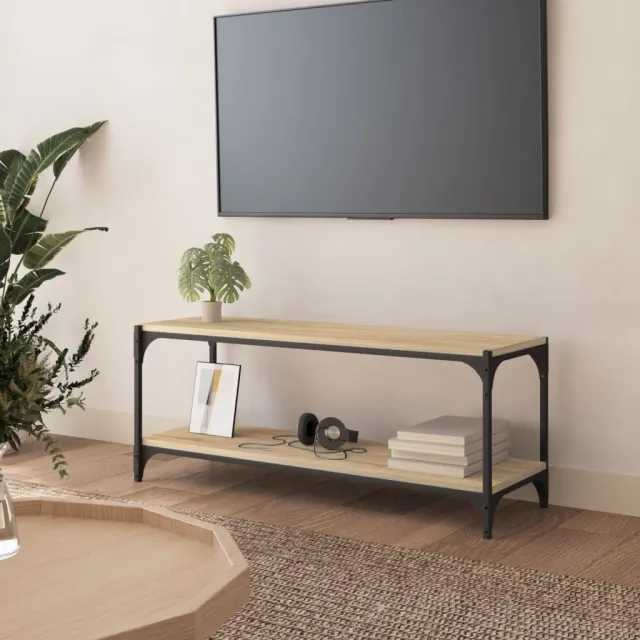 vidaXL Tv-meubel 100x33x41 cm bewerkt hout en staal sonoma eikenkleur, foto 2