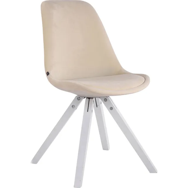 CLP Toulouse - Eetkamerstoel - Vierkant frame - Fluweel wit/creme
