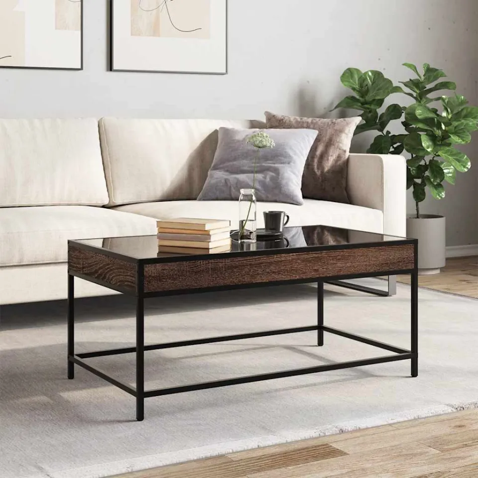 vidaXL Salontafel met Infinity LED 90x50x41 cm zwart, foto 4
