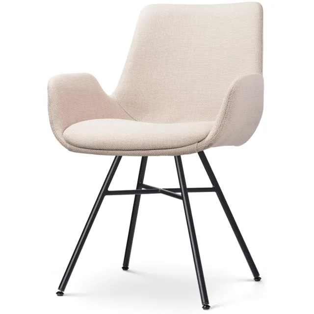 Nolon Noa-Eef eetkamerstoel beige - zwart onderstel