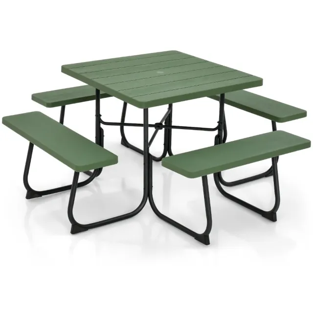 GranMaison Picknicktafel - Kinderen - Tuintafel - Multifunctionele Picknick tafel - Speeltafel - Geschikt voor Buiten - Metaal Groen