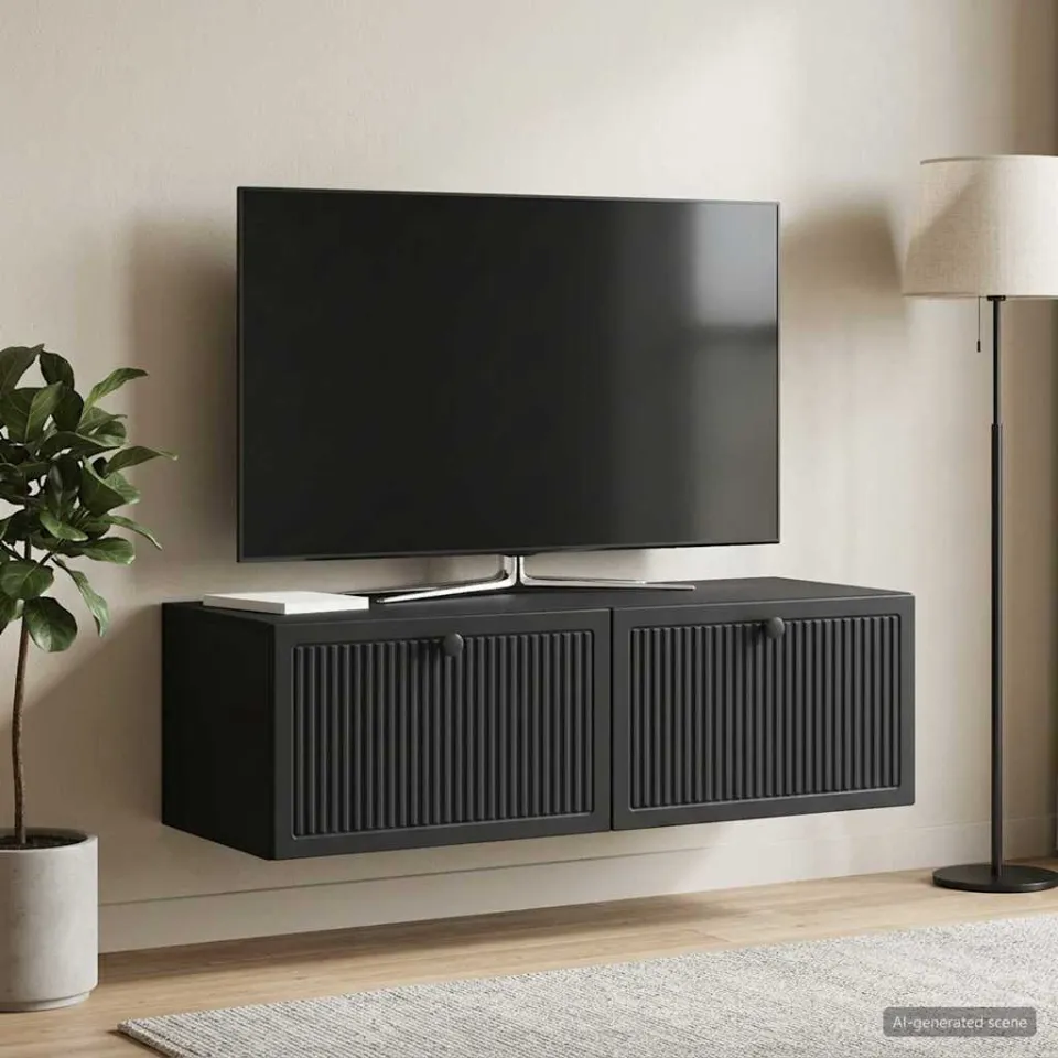 vidaXL Wandbeugel TV-kast Zwart 98 x 41 x 30 cm Bewerkt hout, foto 4