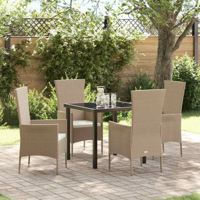 vidaXL Tuin eettafelset 5 st Beige poly rattan, foto 2