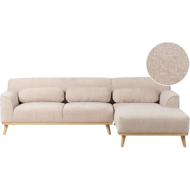 Beliani SIMOS - Hoekbank - Beige - Linkszijdig - Chenille