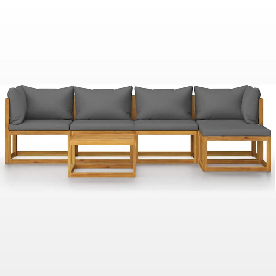 vidaXL 7-delige Loungeset met kussens massief acaciahout grijs, foto 3