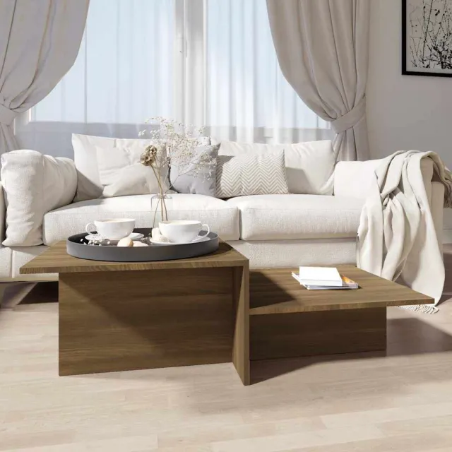 vidaXL Salontafel 111,5x50x33 cm bewerkt hout bruin eikenkleur, foto 2