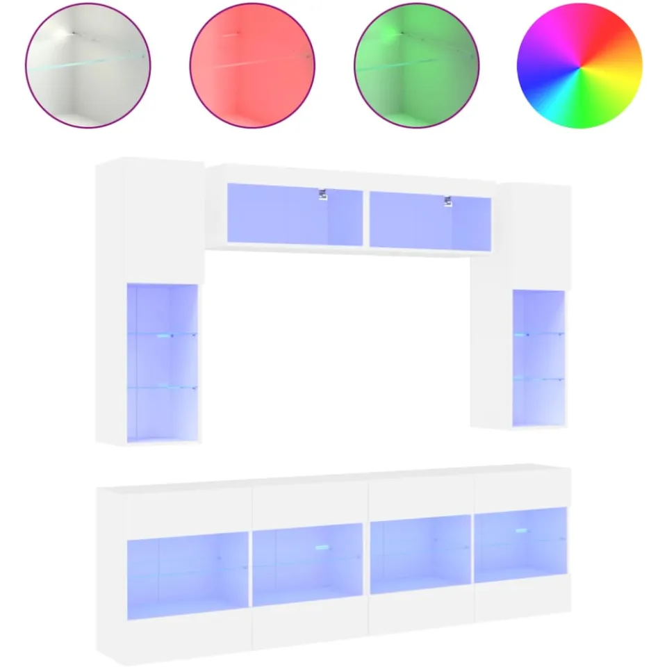 vidaXL 6-delige Tv-wandmeubelset met LED-verlichting wit, foto 4