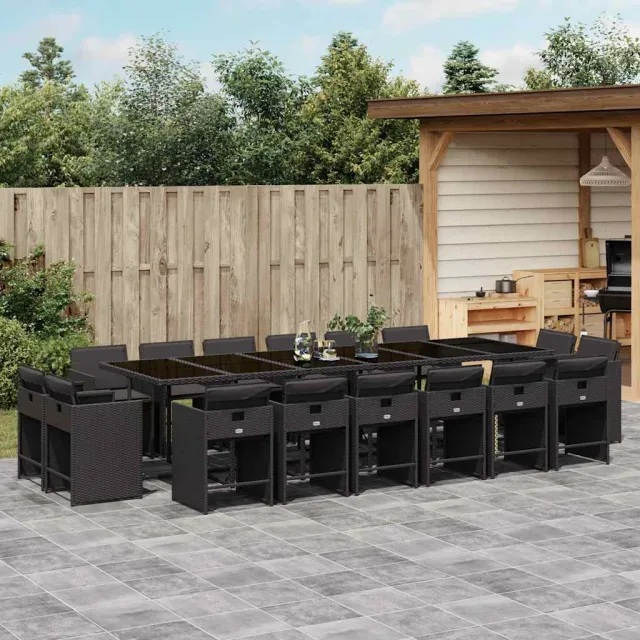 vidaXL 17-delige Tuinset met kussens poly rattan zwart, foto 2