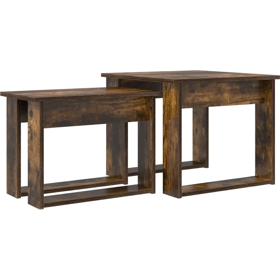 vidaXL Koffietafel Set 2 st Gerookt eiken 50 x 52 x 42 cm Bewerkt hout, foto 3