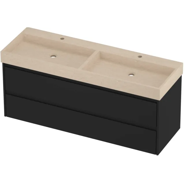 Proline Evoli Badmeubelset Hardsteen Loft Dubbel 140x46x62 cm Sand Stone Mat Zwart